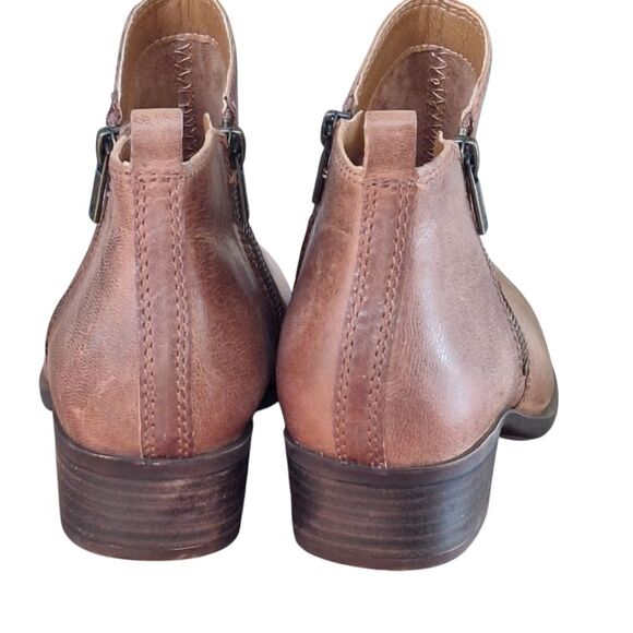 Lucky Brand Basel Booties Toffee Side Zip 1.5" Block Heel Round Toe 10W *WIDE* - Picture 5 of 16
